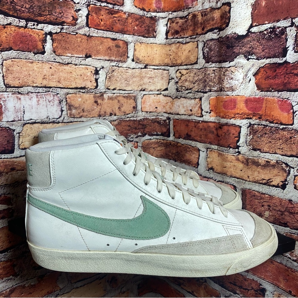 Nike White and Green High-Top Sneakers